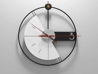 Minimalist Wall Clock With Black Frame And White Dial Design 3d model