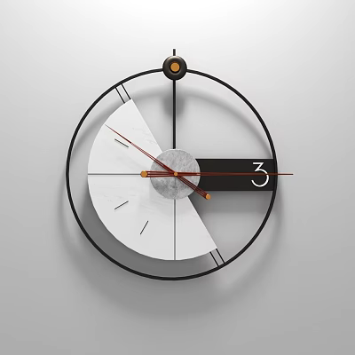 Minimalist Wall Clock With Black Frame And White Dial Design 3d model