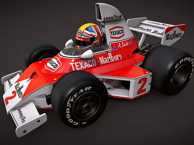 Electric Toy Racing Car Red and White with TEKACO Marlboro Logos and Number 2 3d model