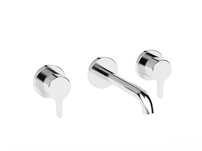 Three Piece Modern Bathroom Faucet With Chrome Finish And Sleek Design 3d model