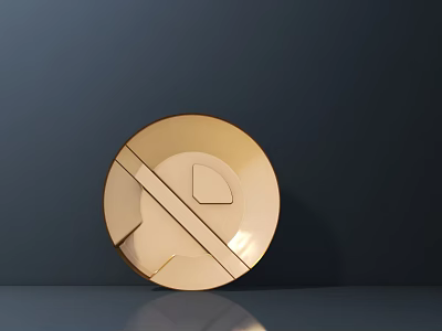 Sleek Modern Gold Round Table Lamp With Metal Construction And Reflective Surface Design 3d model