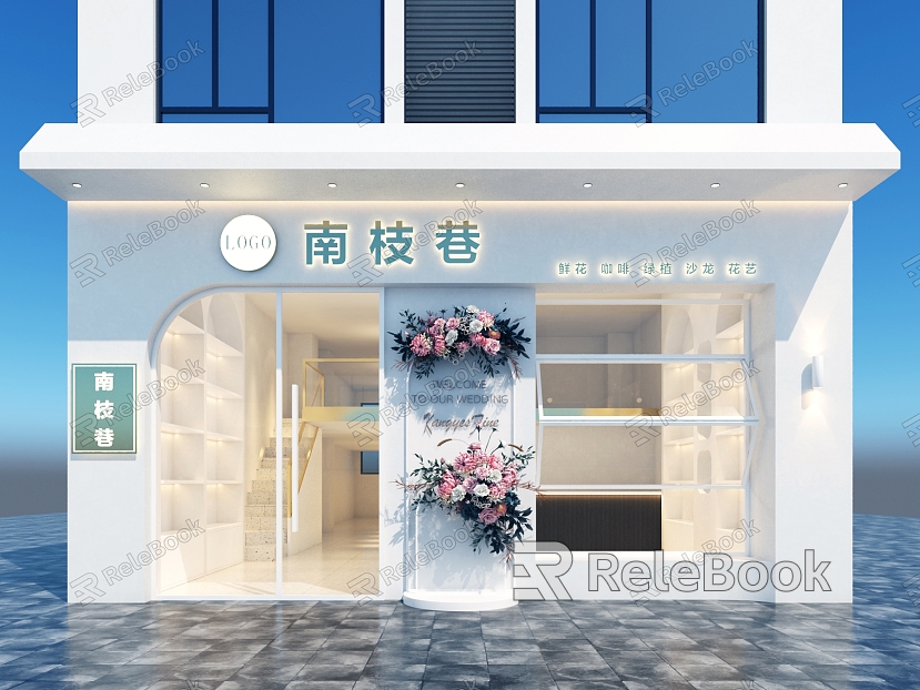 Door Head Florist Flowers Facade model