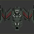 Futuristic Sci Fi Spaceship Model With Green Body And Red Accent Stripes