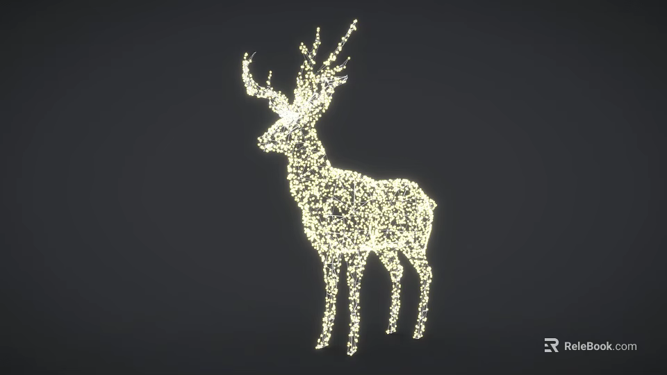 Garden Ornament Deer Shape Illuminated With Sparkling Light Dots For Outdoor Garden Decoration 3d model 