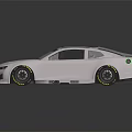 Silver Sports Car With Aerodynamic Body Yellow Wheels And Rear Spoiler Design