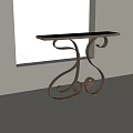 Elegant Modern Console Table With Brass Curved Legs And Black Top 3d model