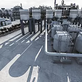 Industrial Plant with Large Storage Tanks Piping Systems Cooling Towers and Steel Structures