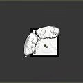 Game Movie Character in 3D Scene Standing Between Two Rocks with Dirt Ground Green Grass