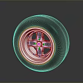 Car Tire And Wheel Rim Component With Black Rubber And Silver Alloy Design