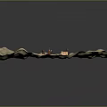 Miniature Terrain Model with Small Wooden Buildings and Textured Surface Layout Design