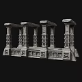 Ancient Architecture Stone Pillars With Intricate Carvings And Classical Design Elements