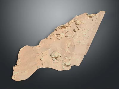 Detailed Rocky Sandy Desert Terrain With Uneven Surface And Natural Rock Formations 3d model
