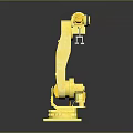 Detailed Yellow Robotic Arm Game Movie Character With Articulated Joints And Gripper Tool