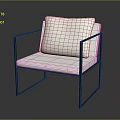 Modern Leisure Accent Chair With Black Metal Frame And White Cushion