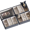 Navy Blue Jewelry Box With Organized Watches Necklaces Earrings Rings And Bracelets