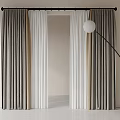 Modern Gray and White Fabric Roman Blinds in Interior Room with Floor Lamp