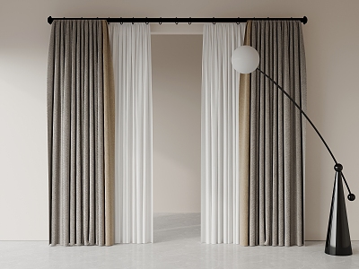 Curtain Modern Roman Rod Curtain 3d model