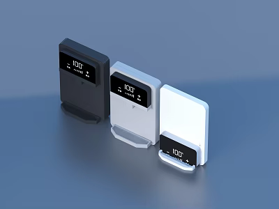 Smart Temperature Humidity Monitors Three Different Colors Black White Light Gray With Digital 3d model