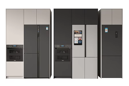 Modern Refrigerator Built-in Refrigerator Double Door Refrigerator Dishwasher 3d model