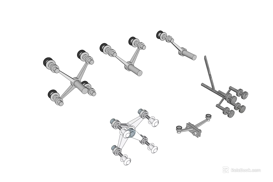 Industrial Hardware Tools Collection Featuring Metal Brackets Connectors Bolts And Hinges 3d model 