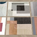 Square Rugs With Various Geometric Patterns Colors And Modern Textured Designs 3d model