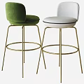 Modern Green And White Upholstered Bar Stools With Gold Metal Legs