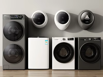 Various Modern Washing Machines With Front Loading Wall Mounted And Color Options 3d model