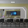 School Modern Classroom Interior With Large Screen Tables Chairs And Bright Lighting 3d model