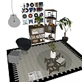 Modern Living Room Multi Tiered Shelf Unit With Decorative Plants Books And Ornaments