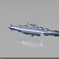 Futuristic Spacecraft Design For Cosmic Exploration With Sleek Silver Hull And Blue Accents