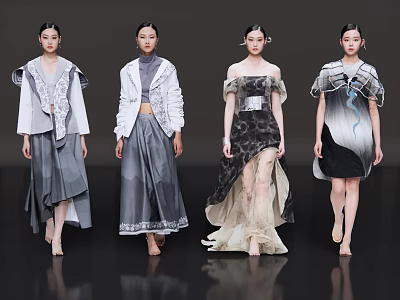 2D modern beauty fashion model fashion catwalk fashion show fashion beauty 3d model