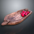Fresh Red Radishes Arranged Neatly on a Natural Wooden Tray