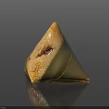 Traditional Triangular Zongzi Glutinous Rice Dumpling Wrapped In Green Bamboo Leaf With Delicious Filling