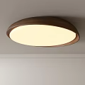 Modern Round Ceiling Light With White Glowing Shade And Brown Frame 3d model
