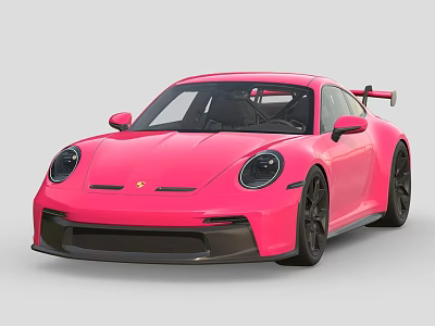Pink Sports Car With Streamlined Body Black Wheels And Rear Spoiler 3d model