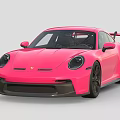 Pink Sports Car With Streamlined Body Black Wheels And Rear Spoiler