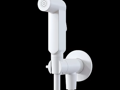 Sleek White Contemporary Modern Wall Mounted Bathroom Faucet With Handheld Sprayer 3d model