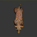 Steampunk Animal Sculpture with Orange Brown Color Metallic Components and Intricate Mechanical Design