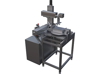 Automated Industrial Equipment With Metal Frame Conveyor Belt Robotic Arm And Control Panel 3d model