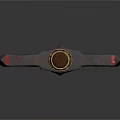 Ornate Axe Weapon with Wing Shaped Blades Red Black Patterns and Wooden Handle