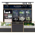 Modern Flower Shop Display Shelves Featuring Spotlights Glass Doors And Various Plants