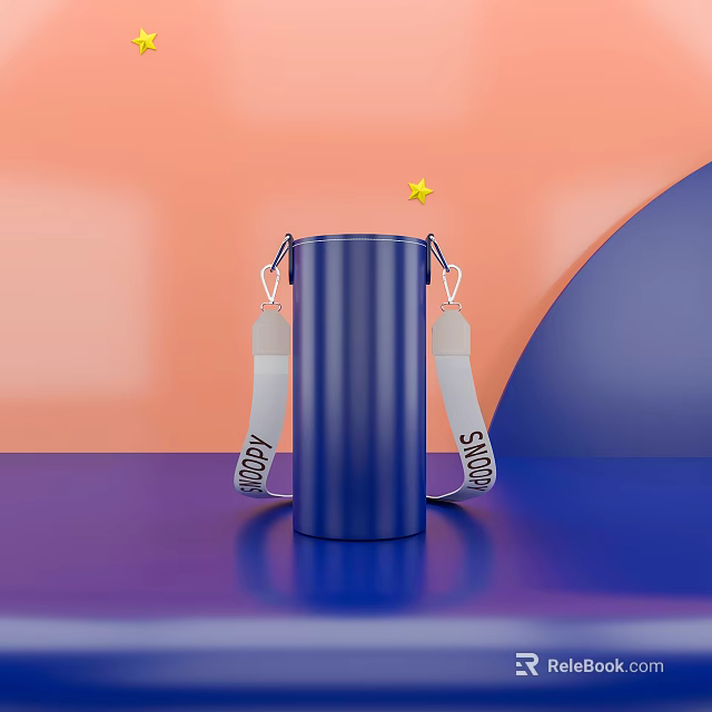 Fashionable Blue Cylindrical Crossbody Bag With SMOOTH Straps And Star Detail 3d model 