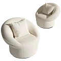 Modern Fluffy Single Sofa With Round Shape And Soft Cushion Design 3d model