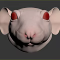 Pink Rat Head 3D Character Model With Red Eyes And Smooth Surface 3d model