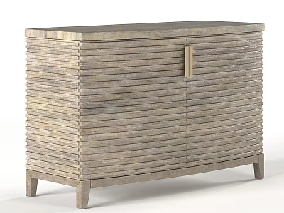 Modern Minimalist Light Wood Entryway Cabinet Sideboard With Stacked Vertical Slat Design 3d model