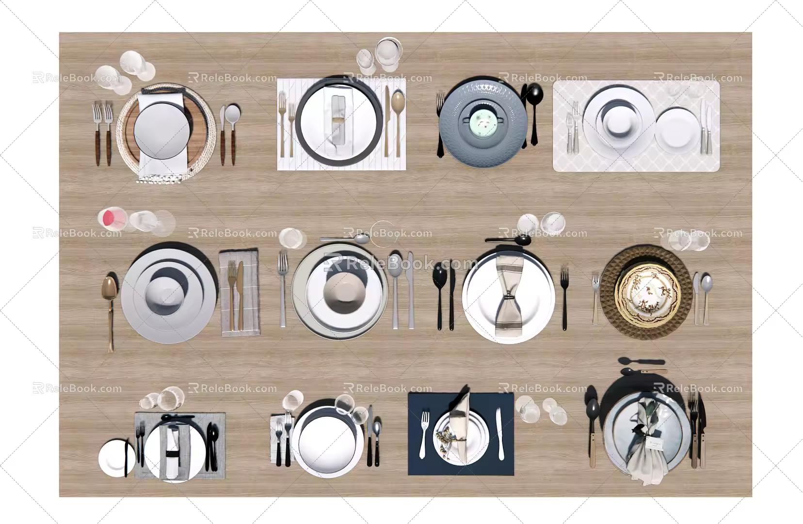 Modern Tableware Dishes Tableware Combination 3d model