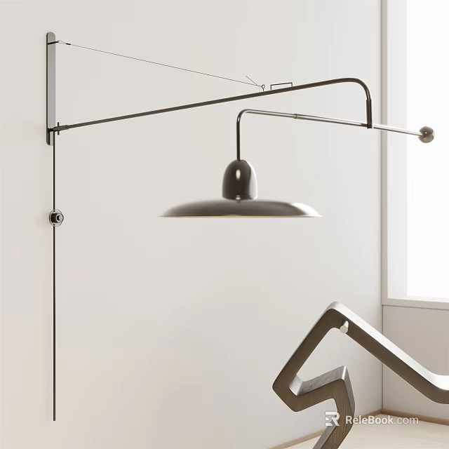 Modern Adjustable Metal Arm Wall Lamp With Sleek Design On Neutral Interior Wall 3d model 