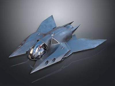 Futuristic Spacecraft Design With Metallic Wings And Cockpit For Cosmic Exploration 3d model