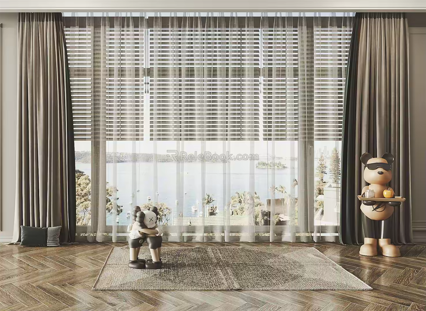 modern curtain window screen 3d model