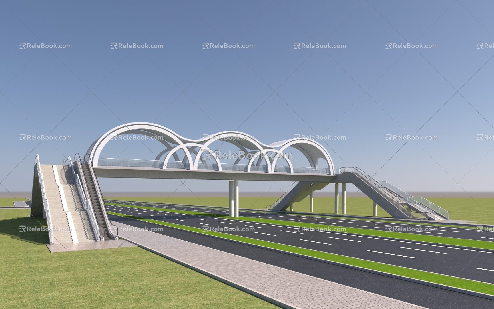 Landscape pedestrian bridge 3d model